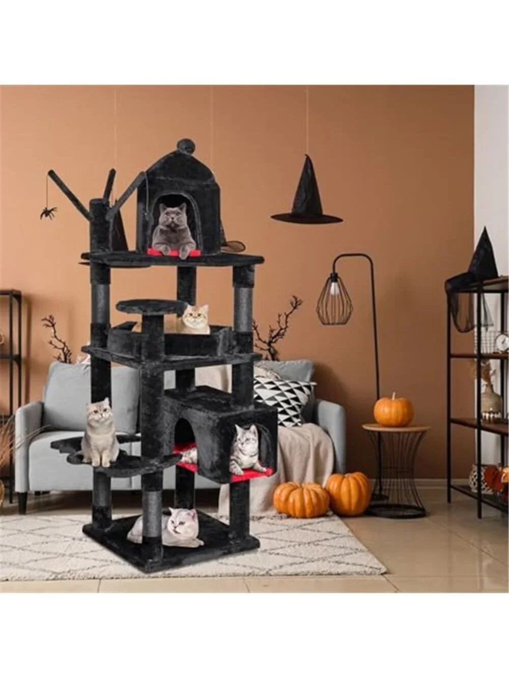 63 in Large Cat Trees Gothic Cat Tower with Heavy Duty Cat Tree